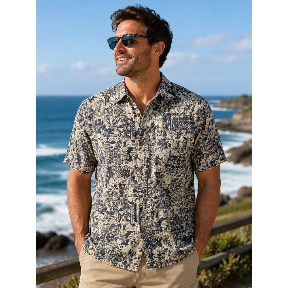 TORI RICHARD Cotton Lawn Men's Short Sleeve Floral Tropical Beach Hawaiian -375